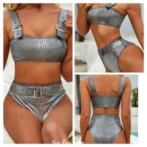 GSW Silver Snake Pattern 2-piece Swimsuit
